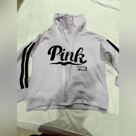 PINK Victoria's Secret Tops - VS pink Victoria Secret purple cowl neck hoodie pullover L large